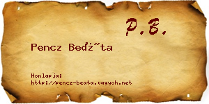 Pencz Beáta névjegykártya