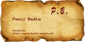 Pencz Beáta névjegykártya