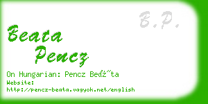 beata pencz business card